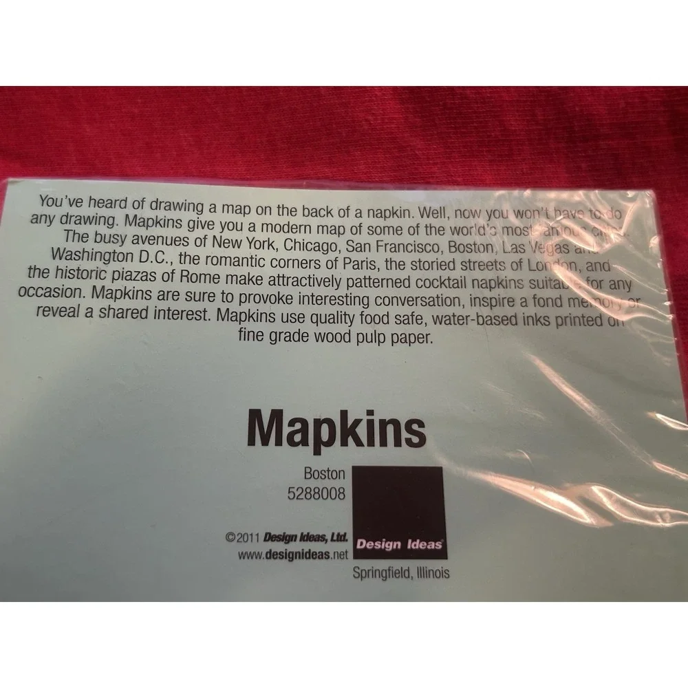 Boston Massachusetts Mapkins Napkins NEW - Paper Napkins Sealed With 20 Napkins